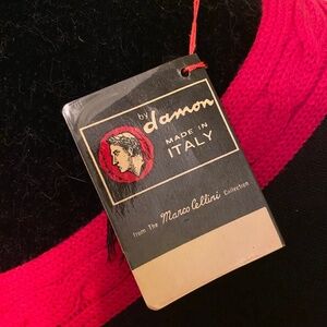 Vintage Italian “Damon ITALY” Sweater – Black with Red Trim